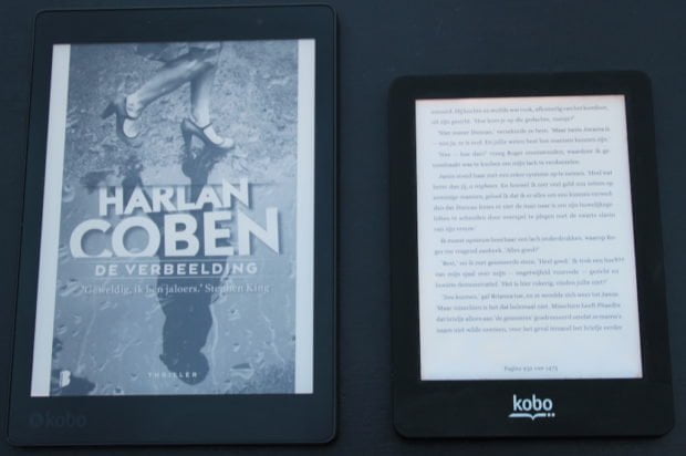 Links de Kobo Aura One, rechts de Kobo Glo HD