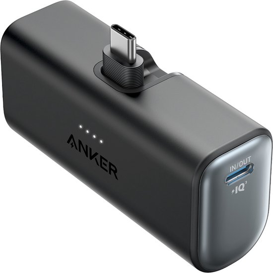 Anker-Nano Powerbank-5000 mAh powerbank 22,5 W- geïntegreerde opvouwbare USB-C-connector-compatibel met iPhone 15, Samsung S22/23-serie, Note20/10-serie, Huawei, iPad Pro/Air, AirPods en meer